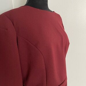 Chic Burgundy Polyester Cropped Shirt